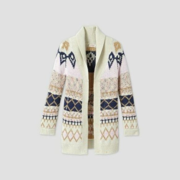 NEW! Cat & Jack Girls Fair Isle Long Open Cardigan - Picture 1 of 1